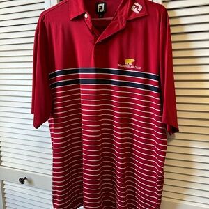 FootJoy Red and Black Striped Polo Shirt